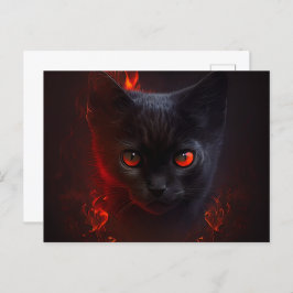 Cartão Postal Cartes Postales Cat rouge