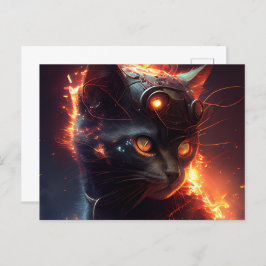 Cartão Postal Cartes Postales Cat rouge