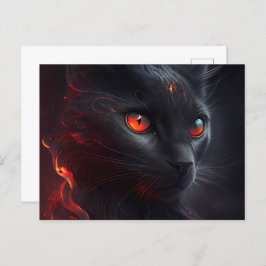 Cartão Postal Cartes Postales Cat rouge