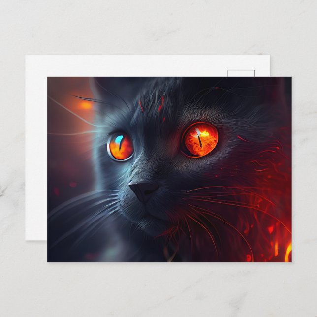 Cartão Postal Cartes Postales Cat rouge (Frente/Verso)