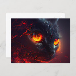 Cartão Postal Cartes Postales Cat rouge