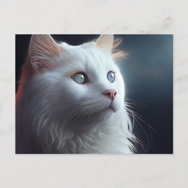 Cartão Postal Cartes Postales Chat Blanc (Frente)