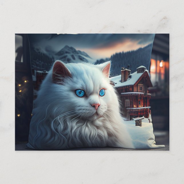 Cartão Postal Cartes Postales Chat Blanc (Frente)