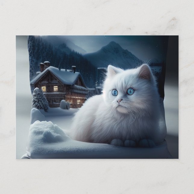 Cartão Postal Cartes Postales Chat Blanc (Frente)