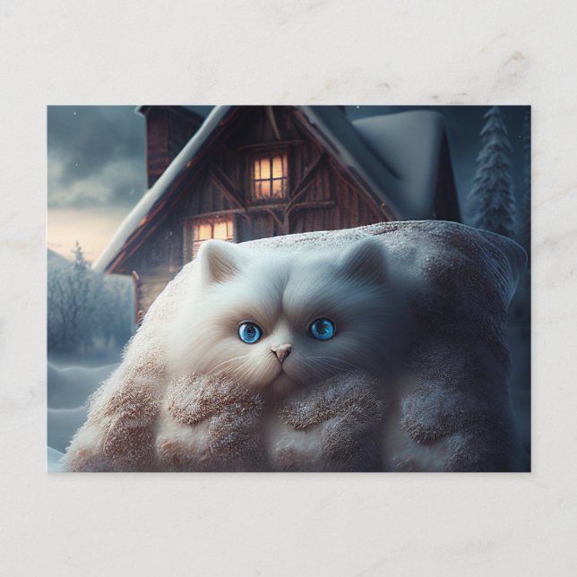 Cartão Postal Cartes Postales Chat Blanc (Frente)