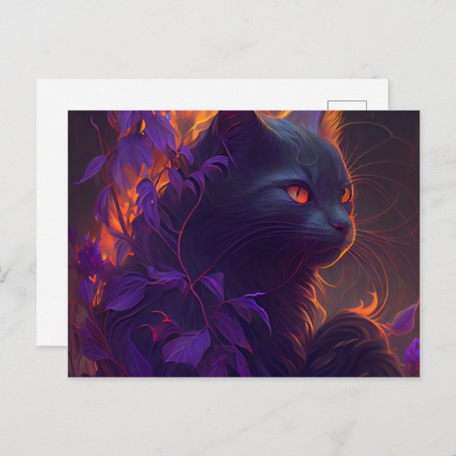 Cartão Postal Cartes Postales Chat Mauve (Frente/Verso)