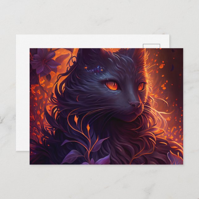 Cartão Postal Cartes Postales Chat Mauve (Frente/Verso)