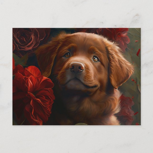 Cartão Postal Cartes Postales chien Fleur (Frente)