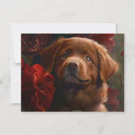 Cartão Postal Cartes Postales chien Fleur