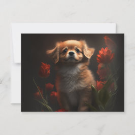 Cartão Postal Cartes Postales chien Fleur