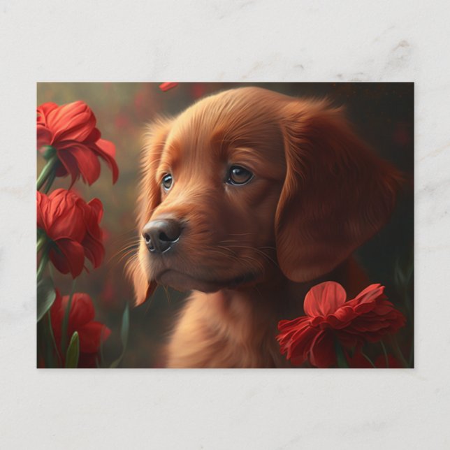 Cartão Postal Cartes Postales chien Fleur (Frente)