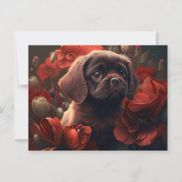 Cartão Postal Cartes Postales chien Fleur