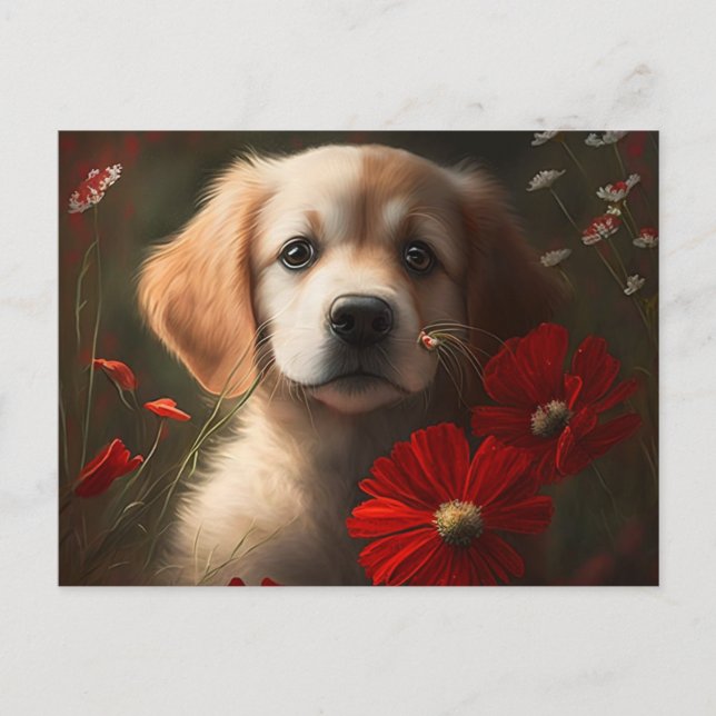 Cartão Postal Cartes Postales chien Fleur (Frente)