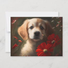 Cartão Postal Cartes Postales chien Fleur