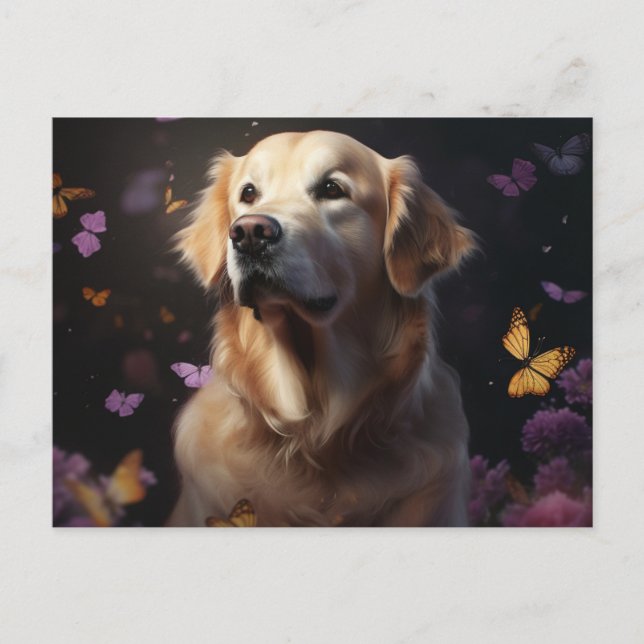 Cartão Postal Cartes Postales chien Fleur (Frente)