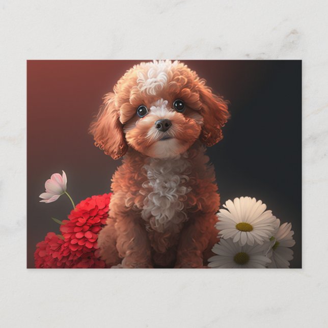 Cartão Postal Cartes Postales chien Fleur (Frente)