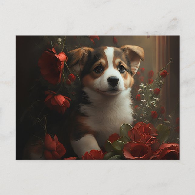 Cartão Postal Cartes Postales chien Fleur (Frente)