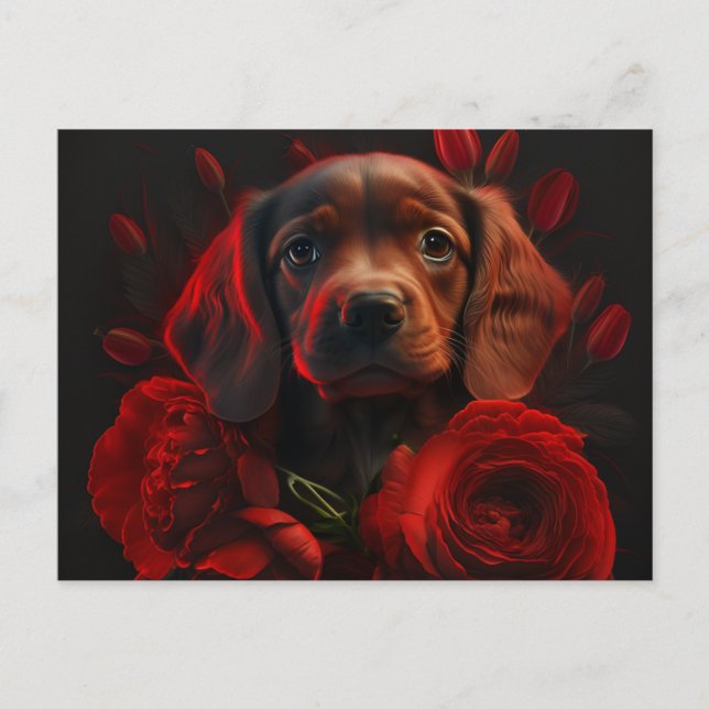 Cartão Postal Cartes Postales chien Fleur (Frente)