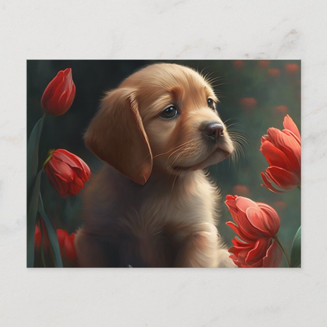 Cartão Postal Cartes Postales chien Fleur (Frente)