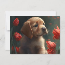 Cartão Postal Cartes Postales chien Fleur