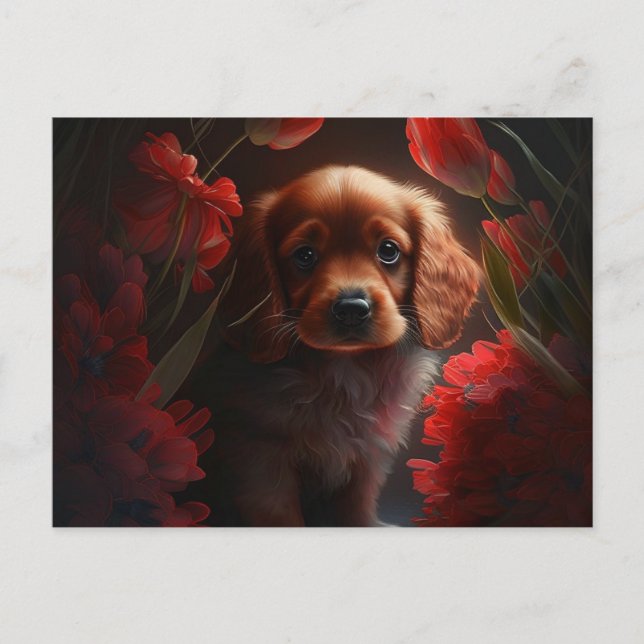 Cartão Postal Cartes Postales chien Fleur (Frente)