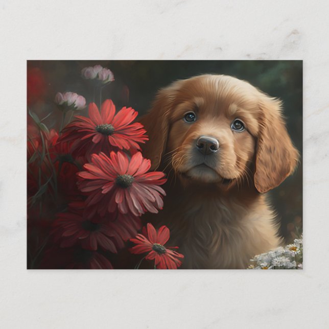 Cartão Postal Cartes Postales chien Fleur (Frente)