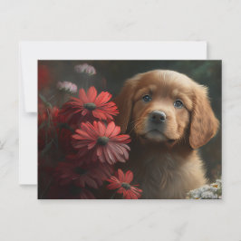 Cartão Postal Cartes Postales chien Fleur