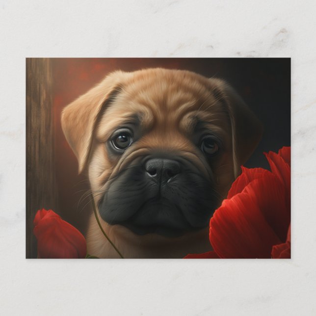 Cartão Postal Cartes Postales chien Fleur (Frente)