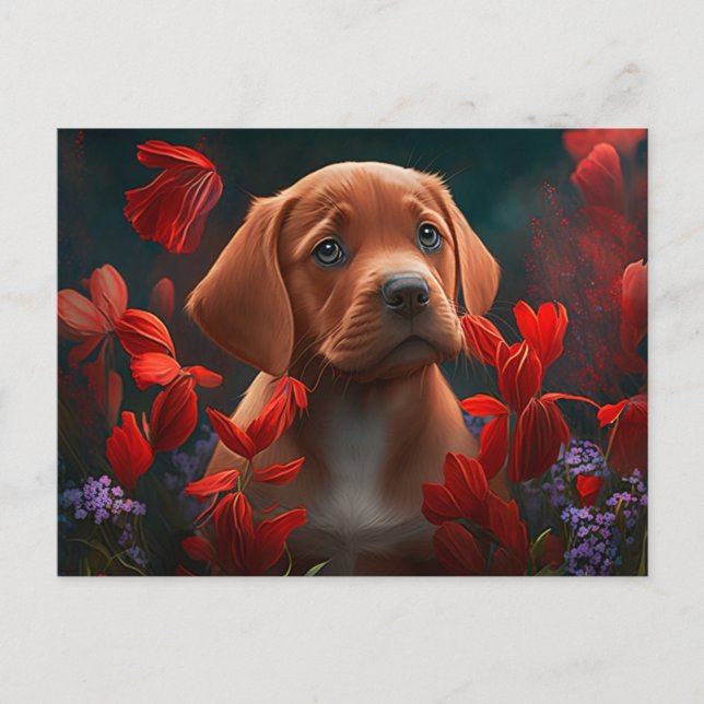 Cartão Postal Cartes Postales chien Fleur (Frente)