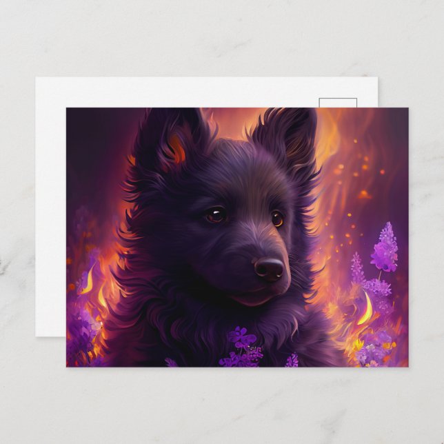 Cartão Postal Cartes Postales Chien Mauve (Frente/Verso)