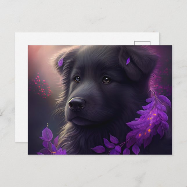 Cartão Postal Cartes Postales Chien Mauve (Frente/Verso)