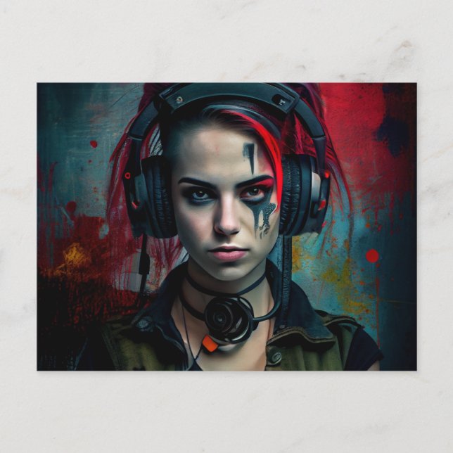 Cartão Postal Cartes Postales Fille Ecouteur (Frente)