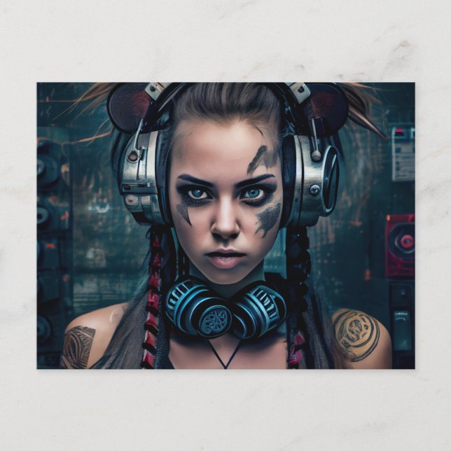 Cartão Postal Cartes Postales Fille Ecouteur (Frente)