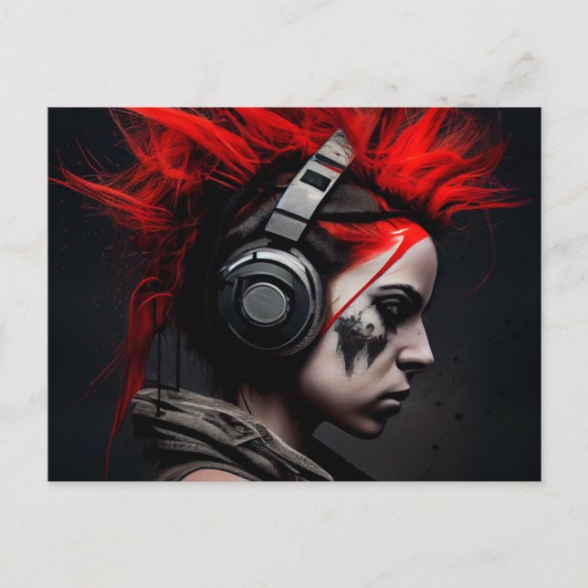 Cartão Postal Cartes Postales Fille Ecouteur (Frente)