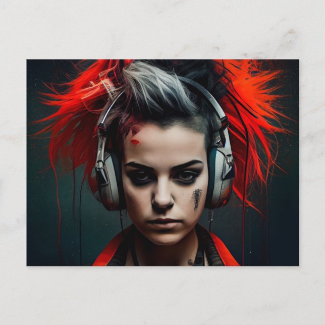 Cartão Postal Cartes Postales Fille Ecouteur (Frente)