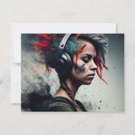 Cartão Postal Cartes Postales Fille Ecouteur