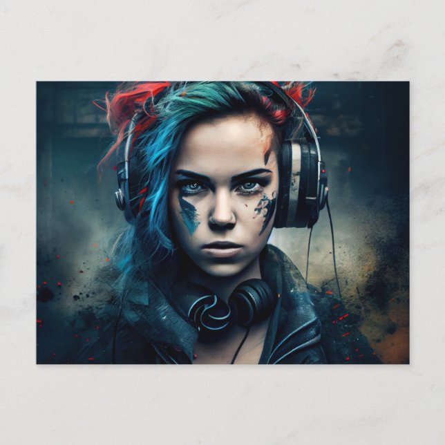 Cartão Postal Cartes Postales Fille Ecouteur (Frente)