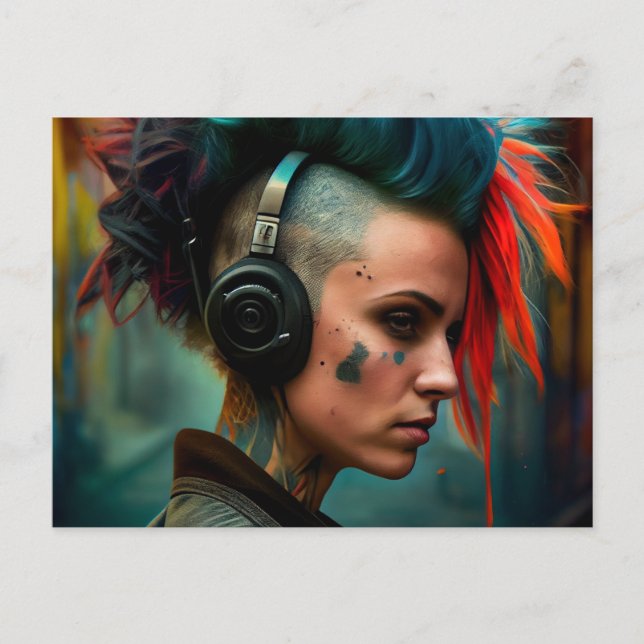 Cartão Postal Cartes Postales Fille Ecouteur (Frente)