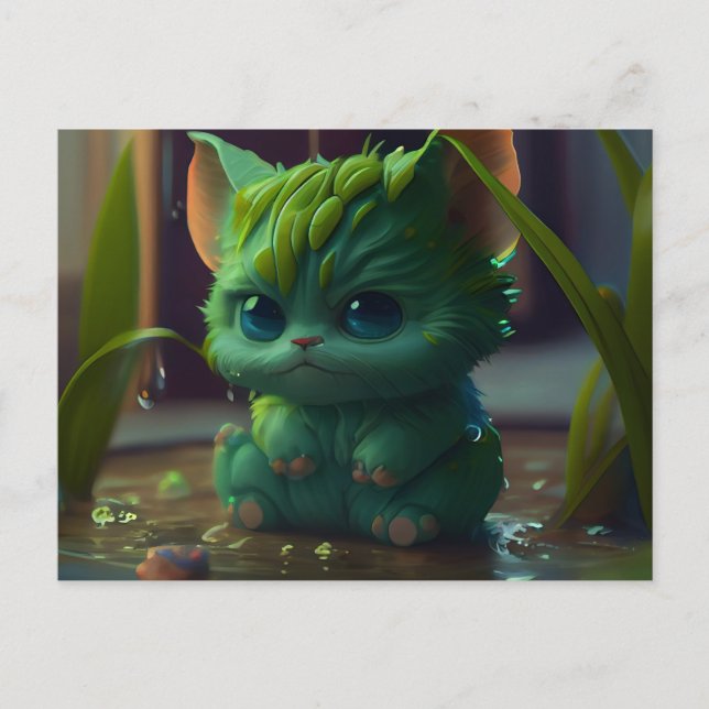 Cartão Postal Cartes Postales Green Cats (Frente)