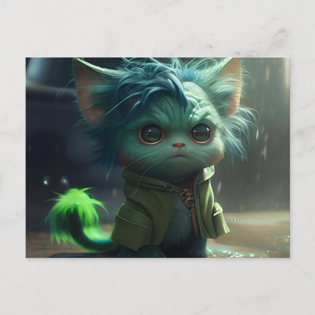 Cartão Postal Cartes Postales Green Cats (Frente)