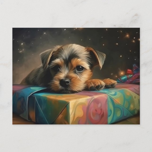 Cartão Postal Cartes Postales Puppy Noël (Frente)