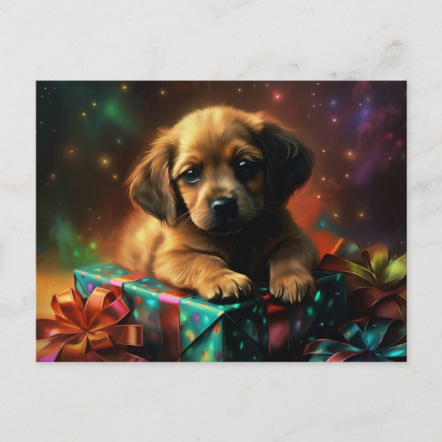Cartão Postal Cartes Postales Puppy Noël (Frente)