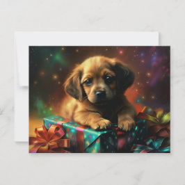 Cartão Postal Cartes Postales Puppy Noël