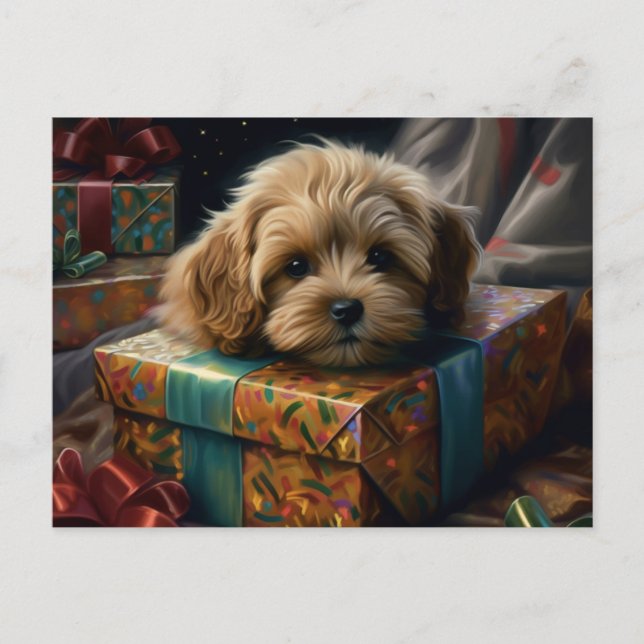 Cartão Postal Cartes Postales Puppy Noël (Frente)