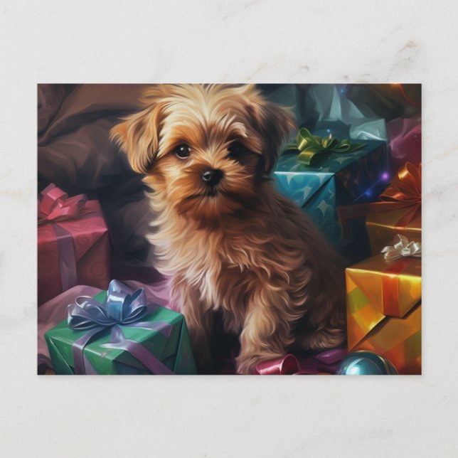 Cartão Postal Cartes Postales Puppy Noël (Frente)