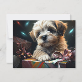 Cartão Postal Cartes Postales Puppy Noël