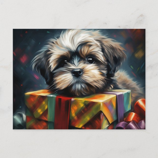 Cartão Postal Cartes Postales Puppy Noël (Frente)