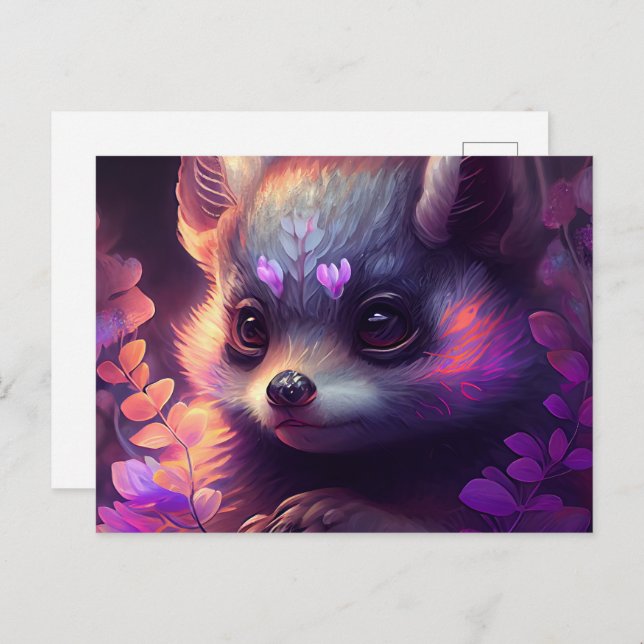 Cartão Postal Cartes Postales Raccoon Mauve (Frente/Verso)