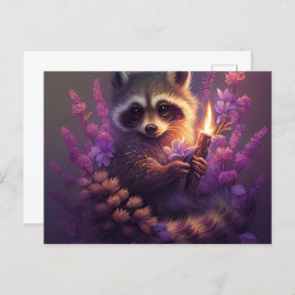 Cartão Postal Cartes Postales Raccoon Mauve