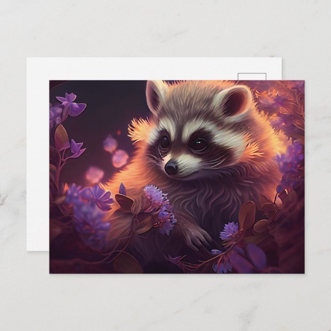 Cartão Postal Cartes Postales Raccoon Mauve (Frente/Verso)